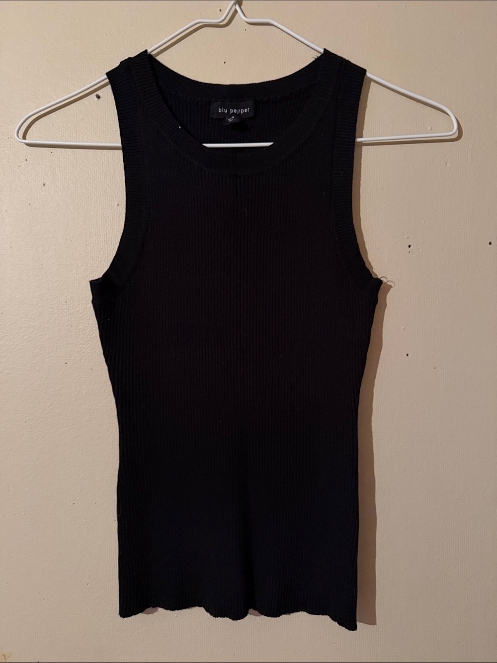 Blu Pepper Black Ribbed Sleeveless Tank